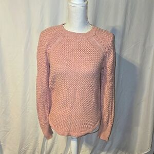 LOFT Pink Chunky Knit Crew Neck Sweater
